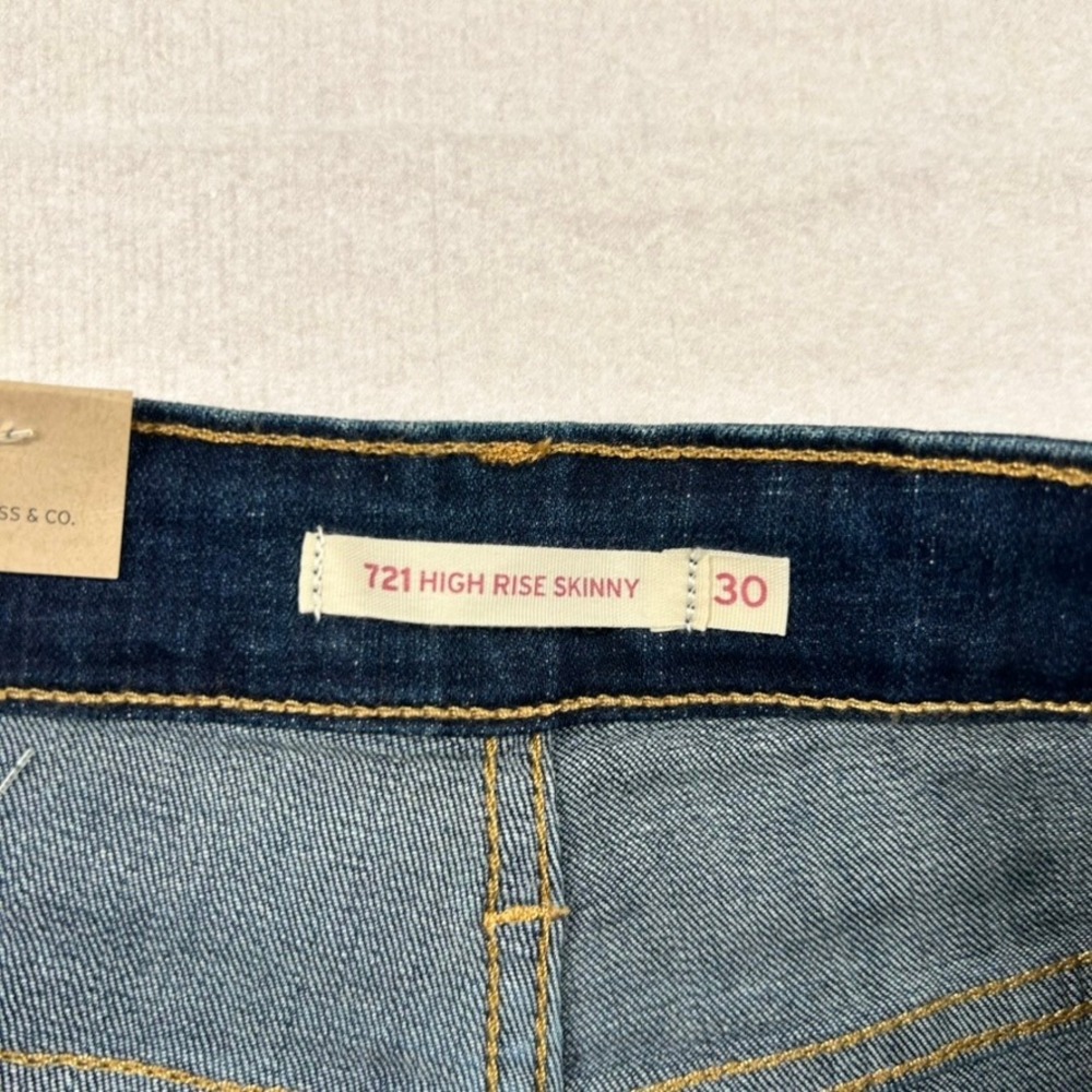 Levis 721 High Rise Skinny Jeans Dark Wash Denim Blue Womens 30x30 - Picture 4 of 14